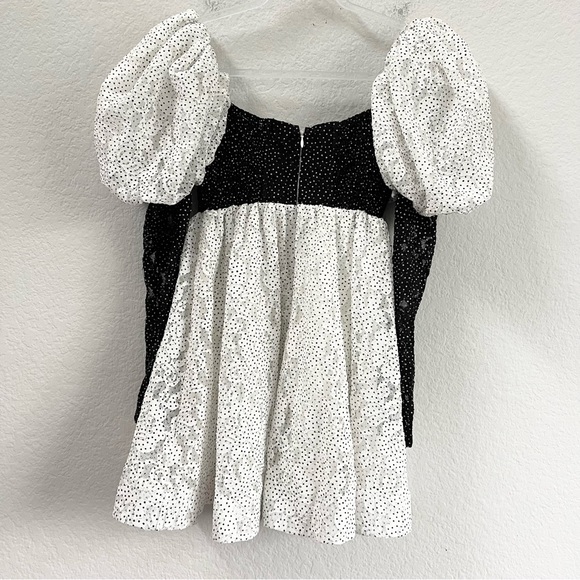 For Love & Lemons Clarisse Mini Dress Black & White Dot Size XS - Picture 4 of 7